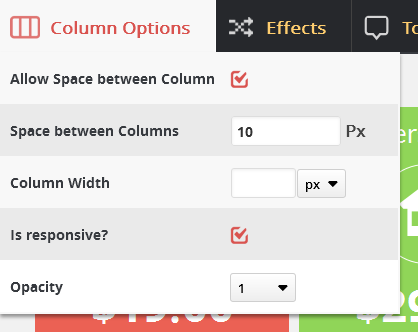 ARPrice - Column Options
